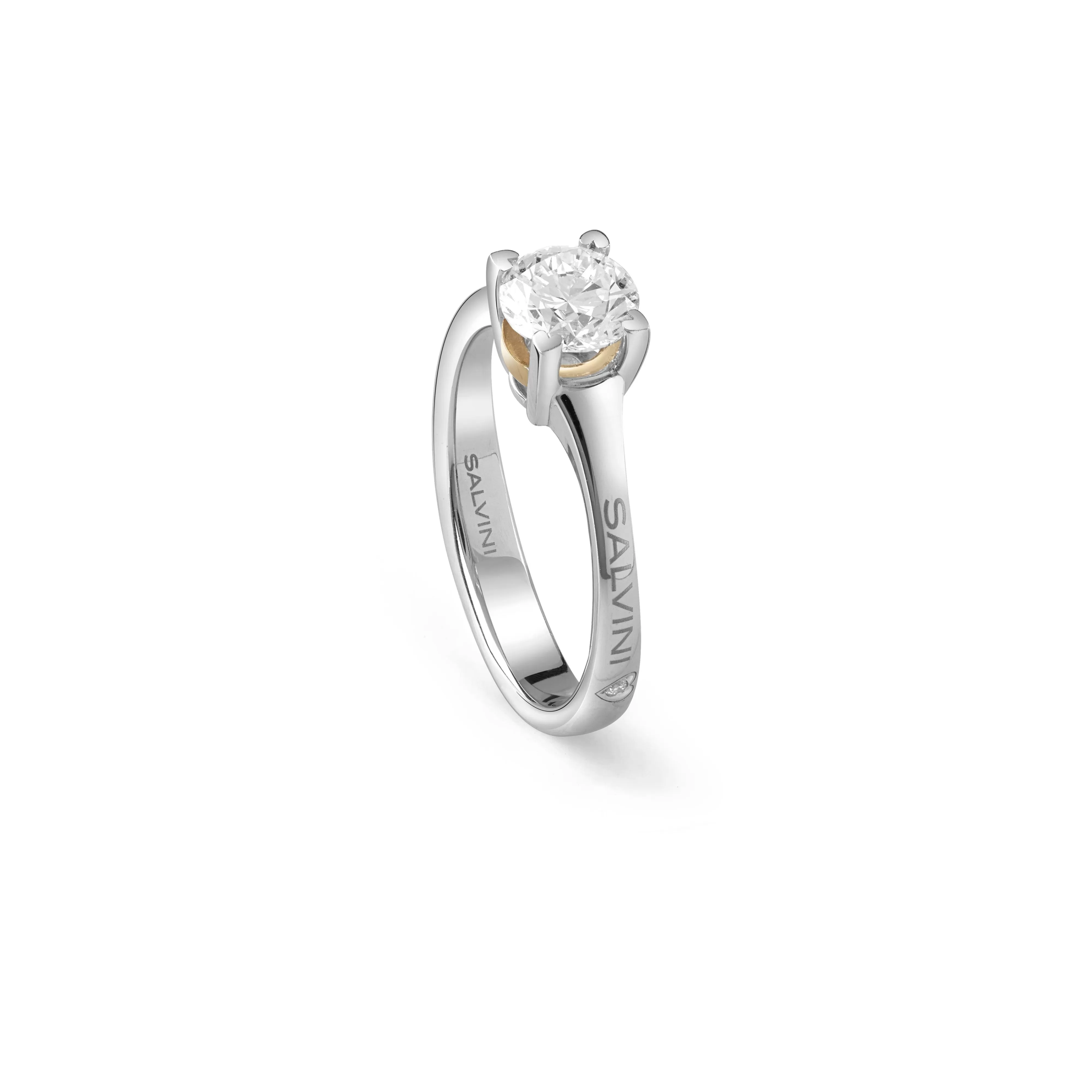 Salvini gioielli Anello di fidanzamento in oro bianco e oro rosa con diamante, colore F, purezza SI^ Tutte Le Collezioni | Battito