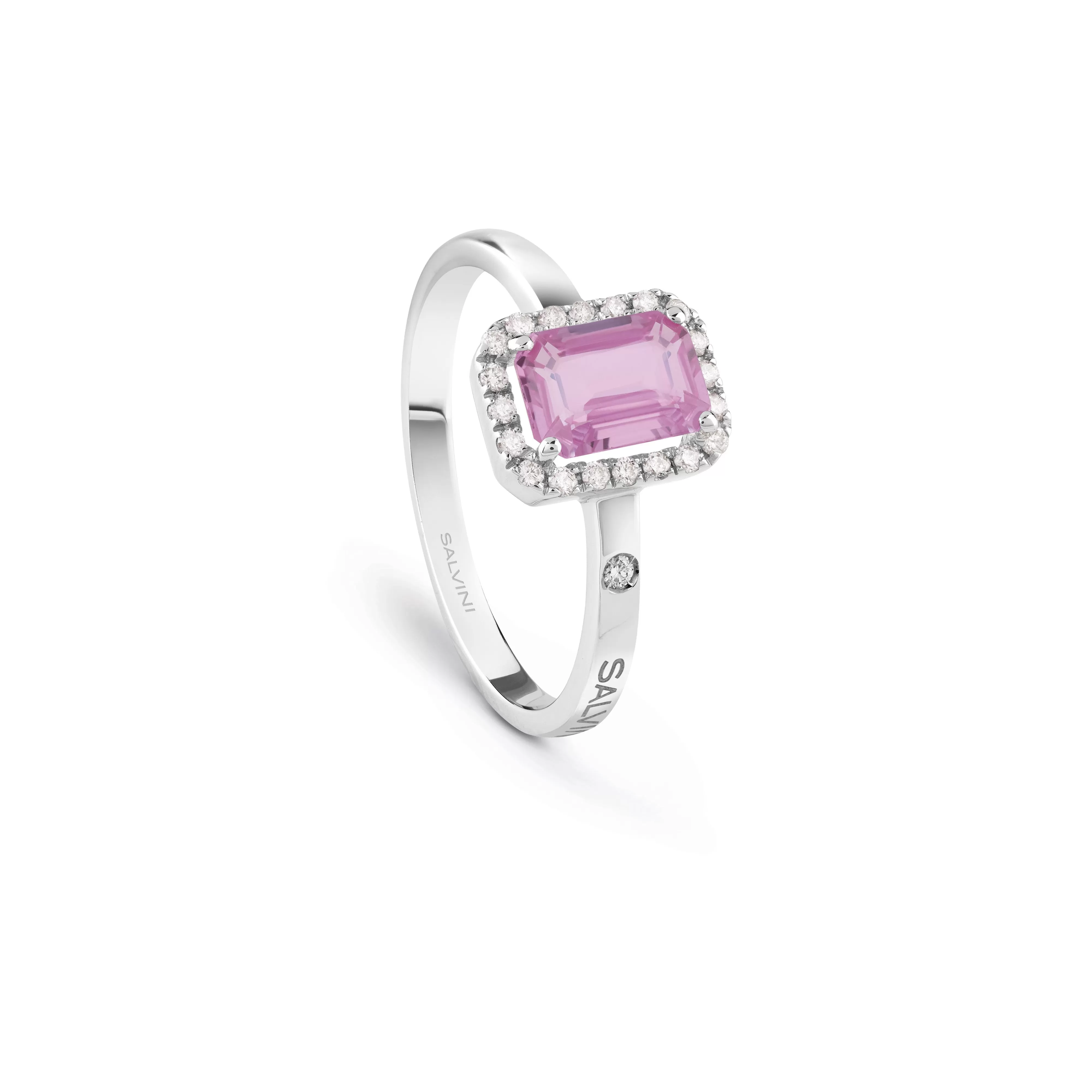 Salvini gioielli Anello in oro bianco con diamanti e zaffiri rosa^ Sorrento | Anelli
