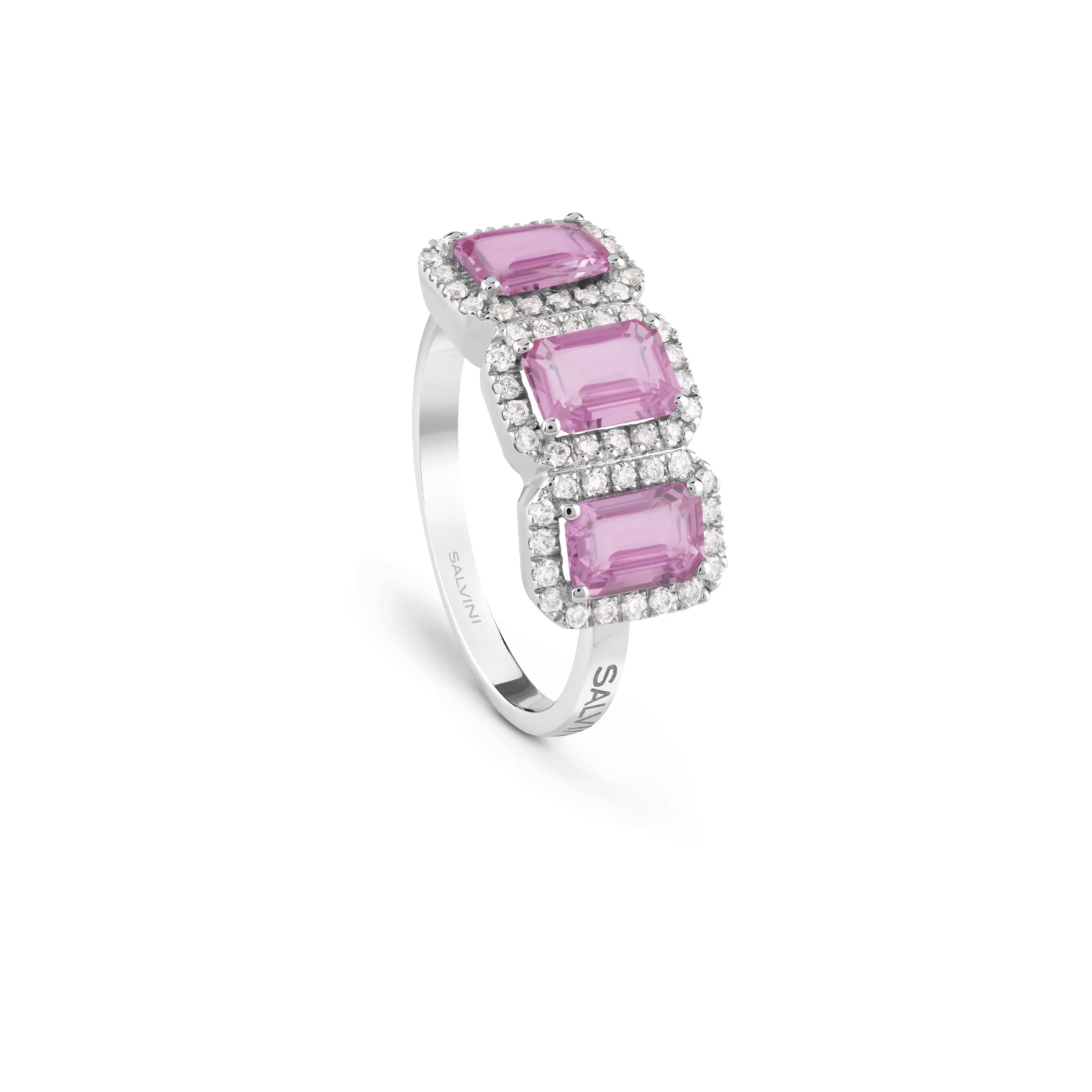 Salvini gioielli Anello in oro bianco con diamanti e zaffiri rosa^ Sorrento | Anelli