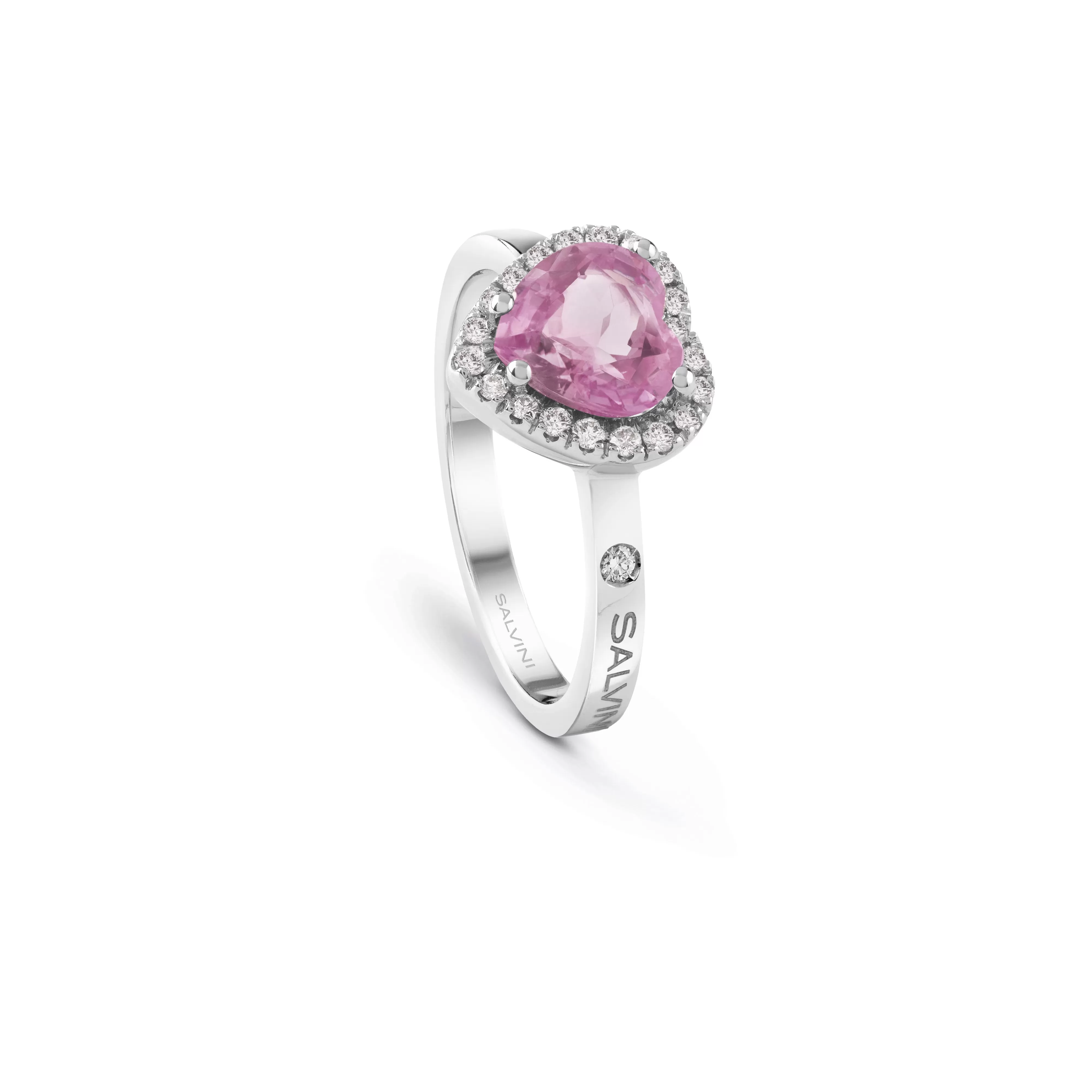 Salvini gioielli Anello in oro bianco con diamanti e zaffiri rosa^ Sorrento | Anelli
