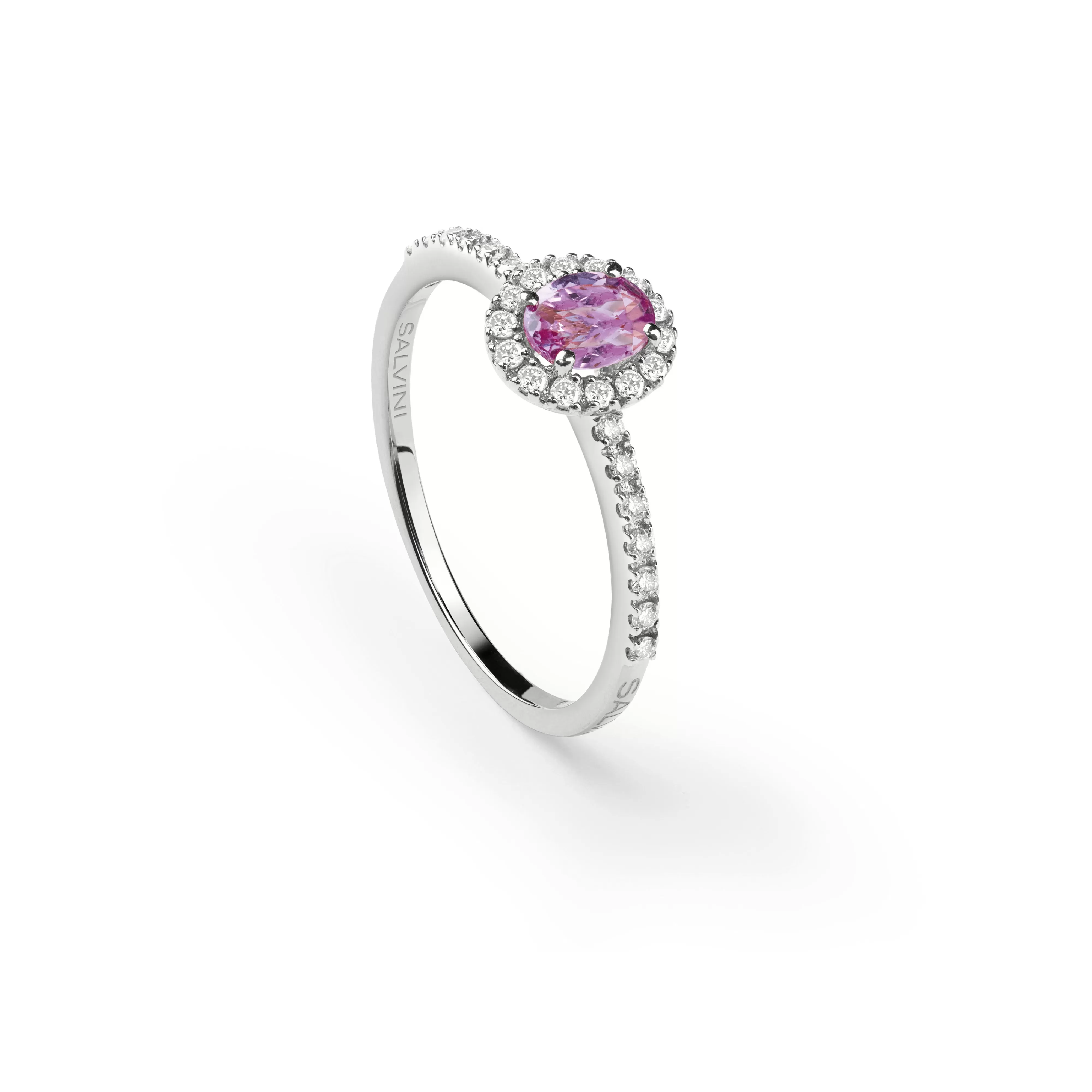 Salvini gioielli Anello in oro bianco con diamanti e zaffiro rosa^ Dora | Anelli