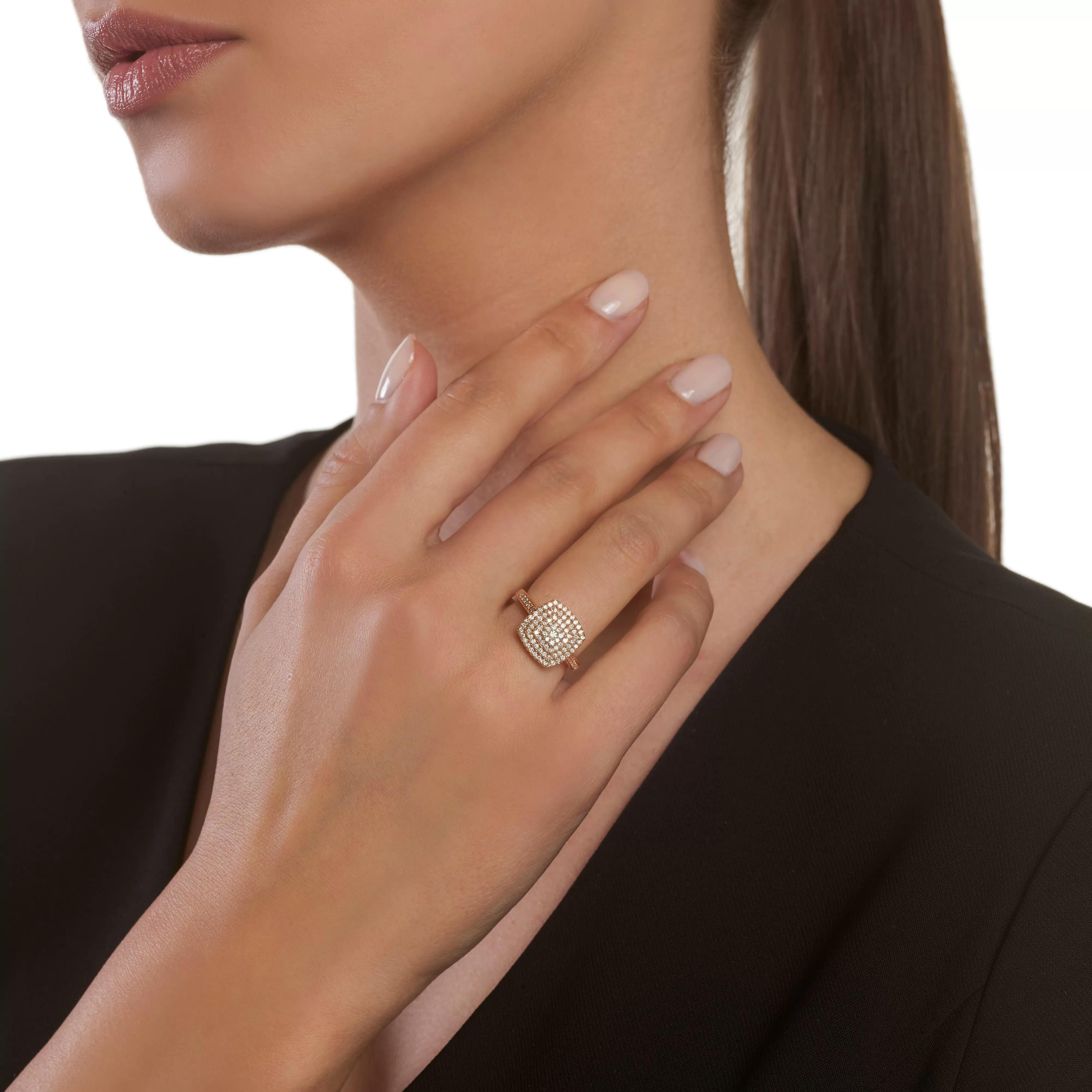 Salvini gioielli Anello in oro rosa con diamanti, 12.00 mm.^ Anelli | Bagliori