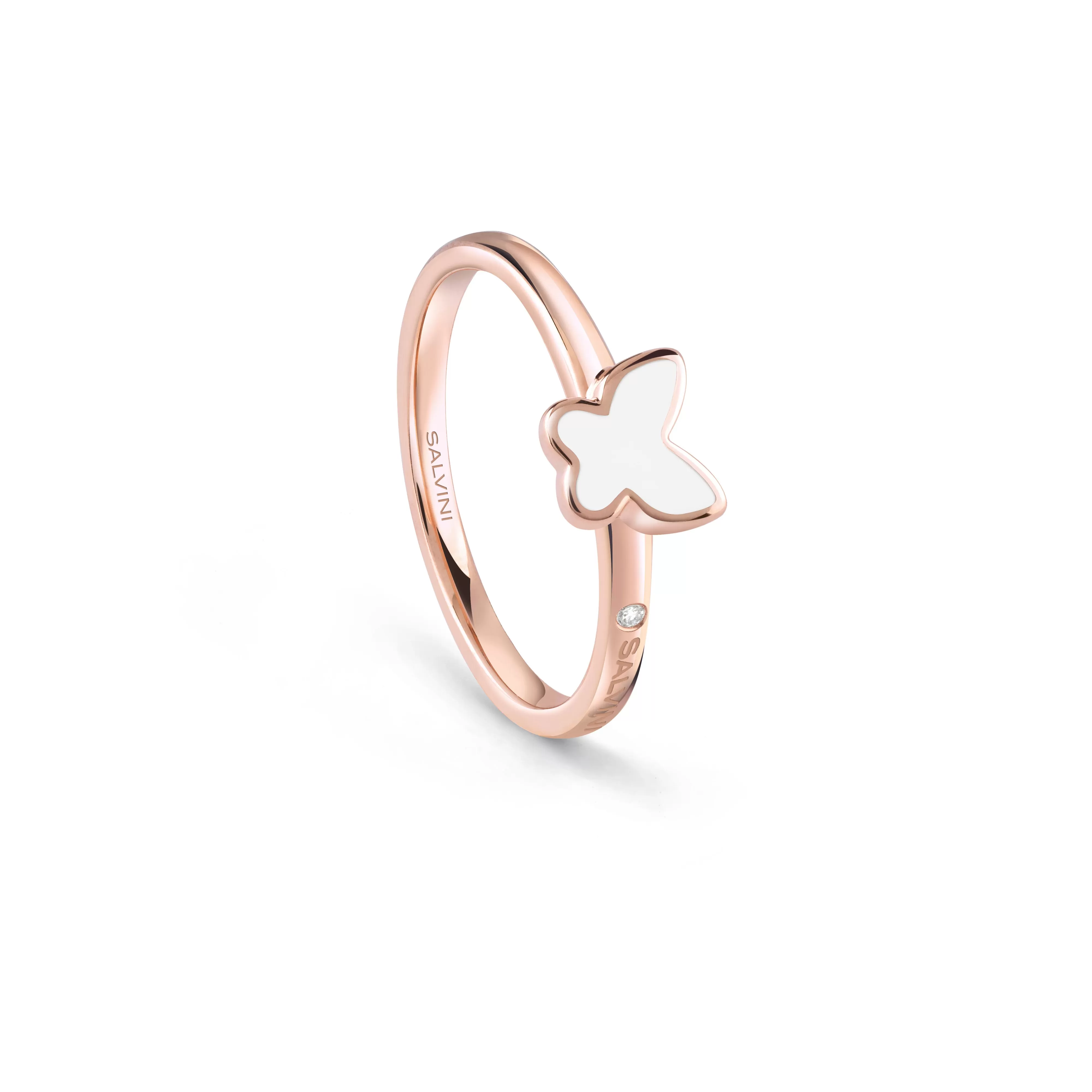 Salvini gioielli Anello in oro rosa con hybrid ceramic bianca^ Tutte Le Collezioni | Anelli