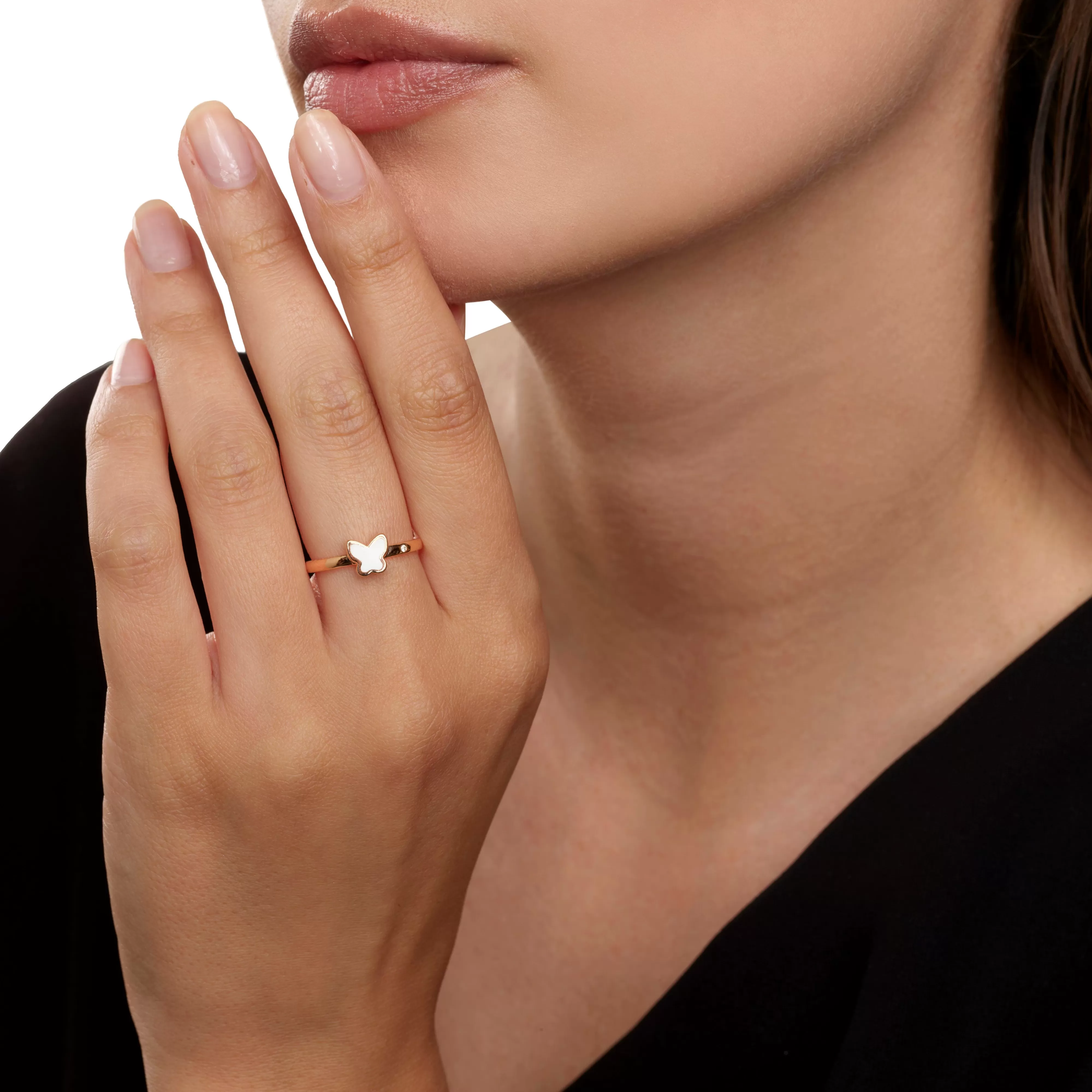 Salvini gioielli Anello in oro rosa con hybrid ceramic bianca^ Tutte Le Collezioni | Anelli