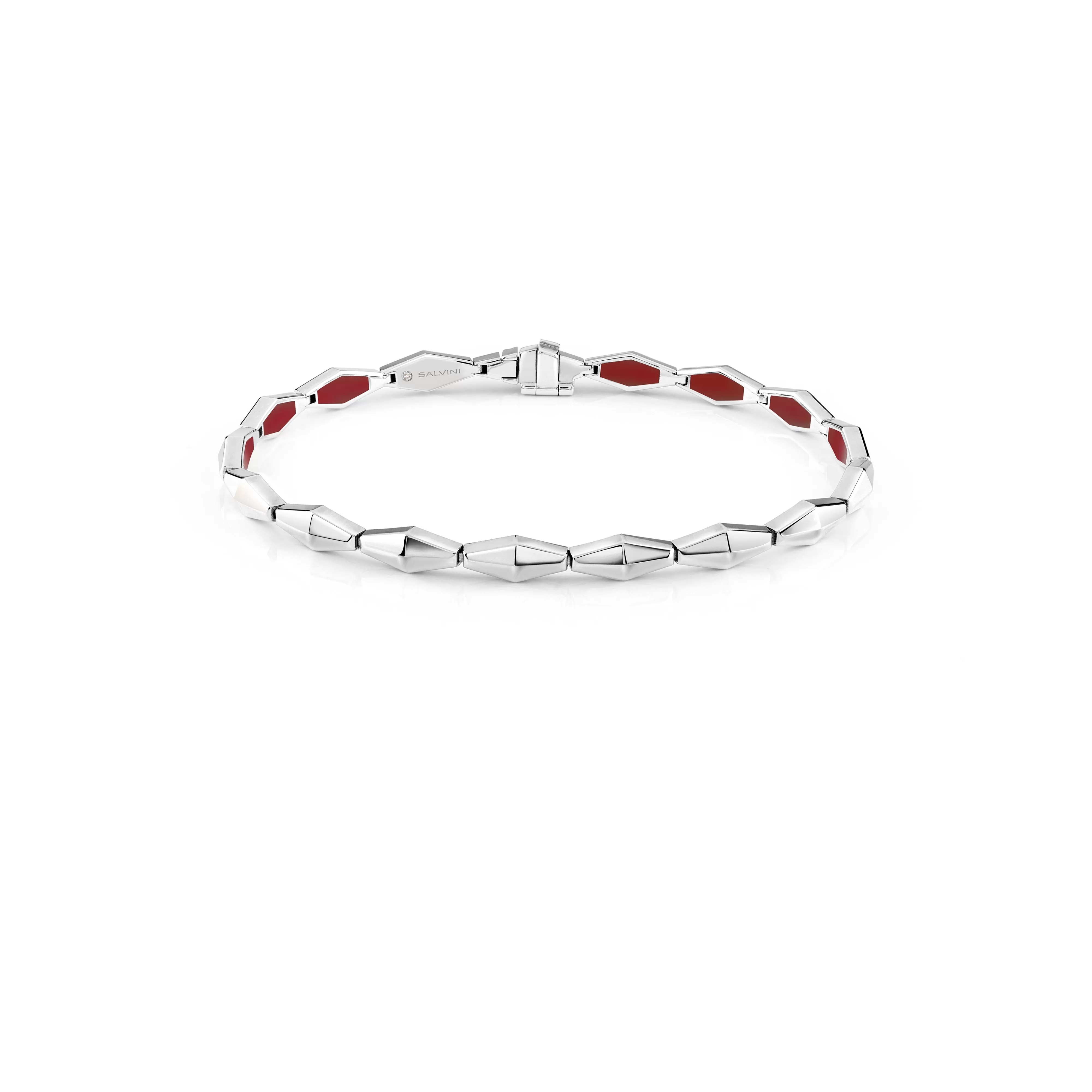 Salvini gioielli Bracciale in oro bianco con hybrid ceramic rossa^Uomo Bracciali | Eva