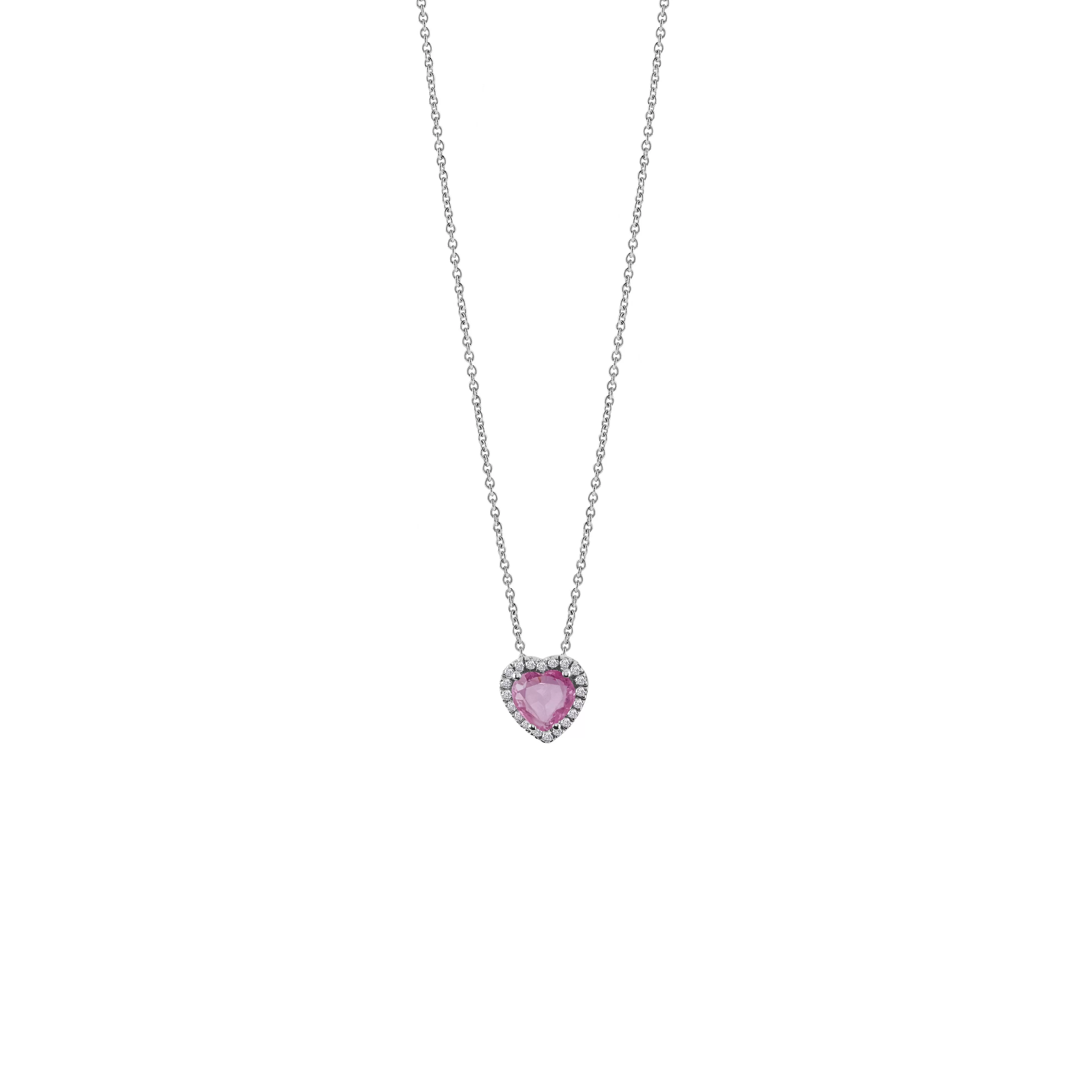 Salvini gioielli Collana in oro bianco con diamanti e zaffiri rosa^ Sorrento | Collane
