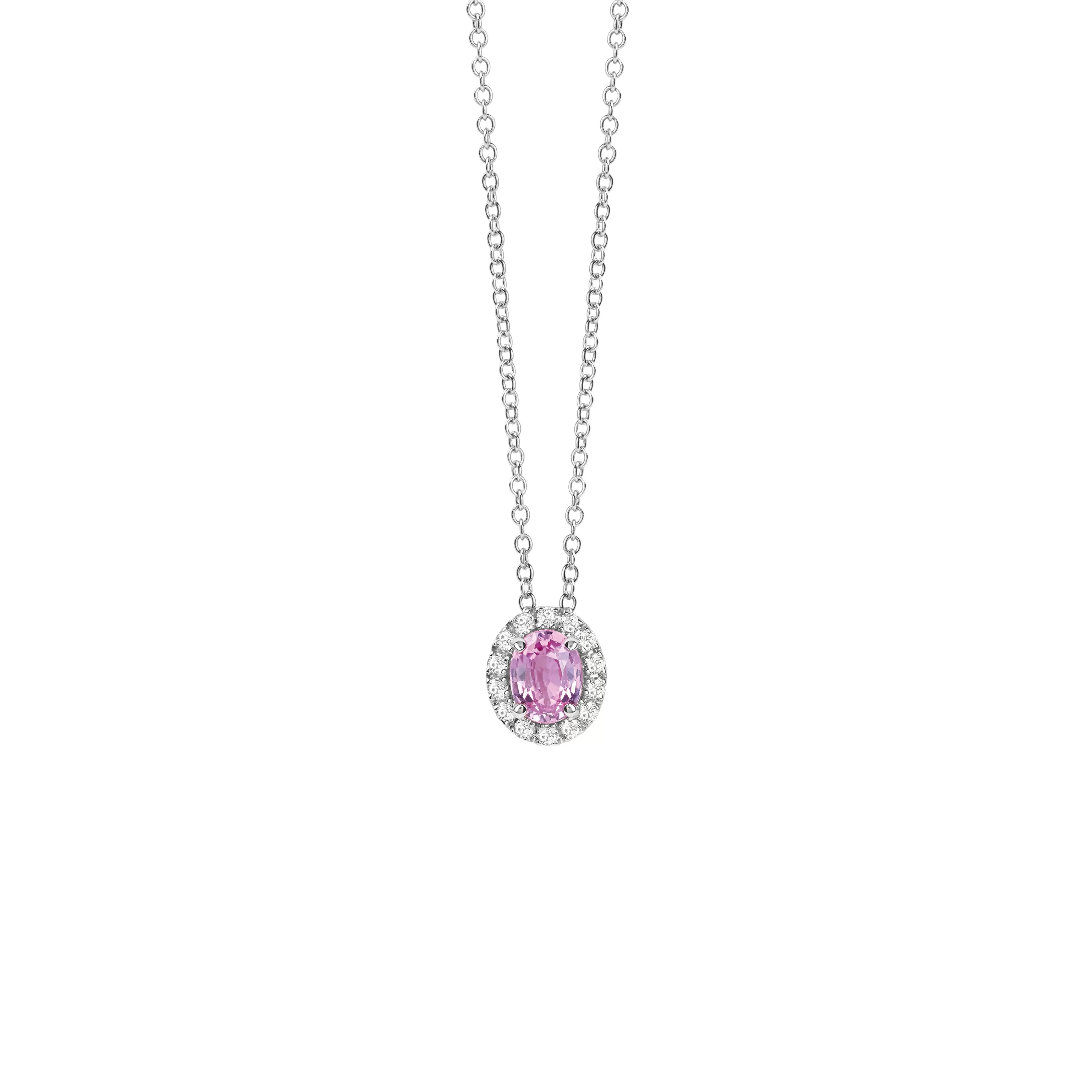 Salvini gioielli Collana in oro bianco con diamanti e zaffiro rosa^ Dora | Collane