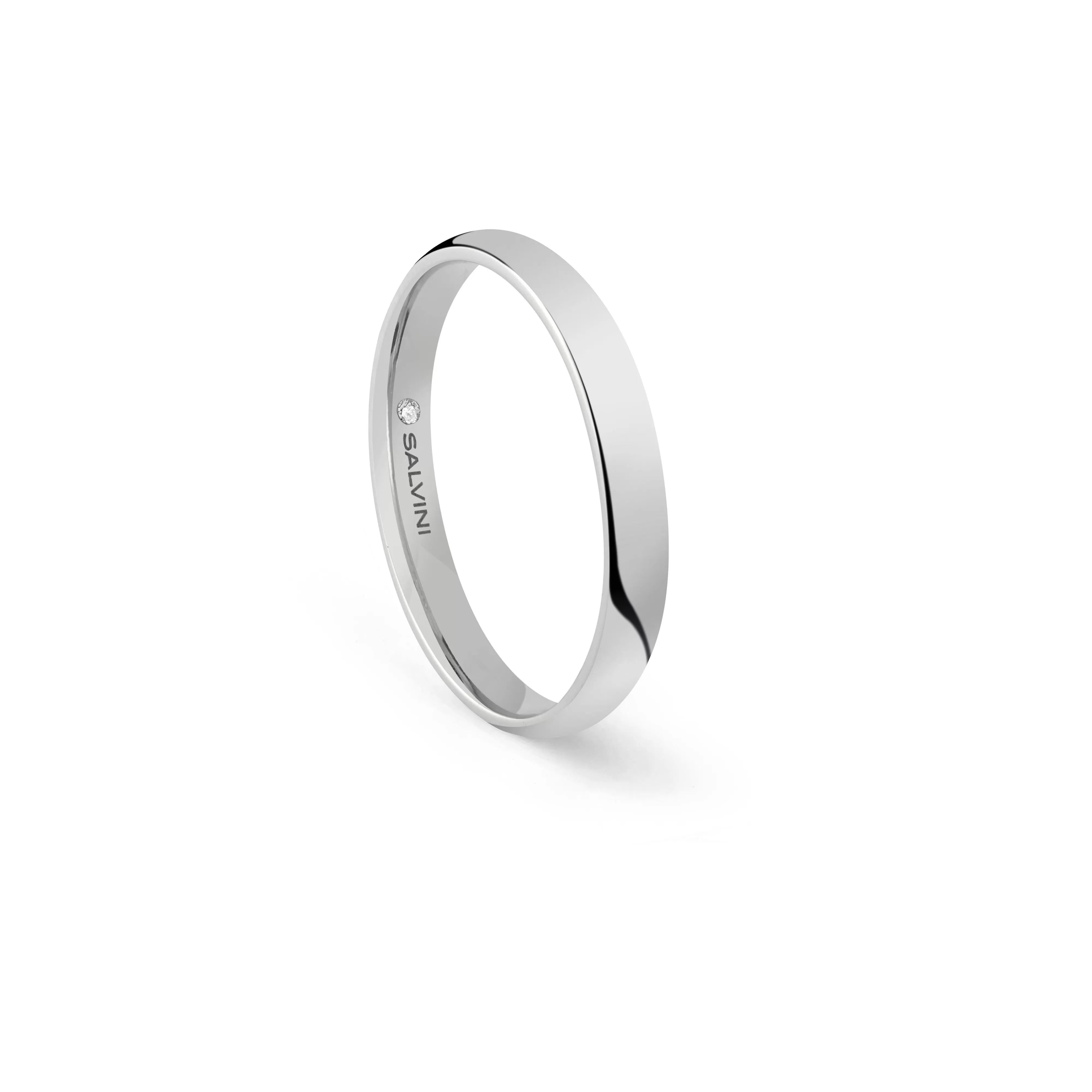Salvini gioielli Fede nuziale in oro bianco con diamante, 3.00 mm.^Uomo Matrimonio | Uomo