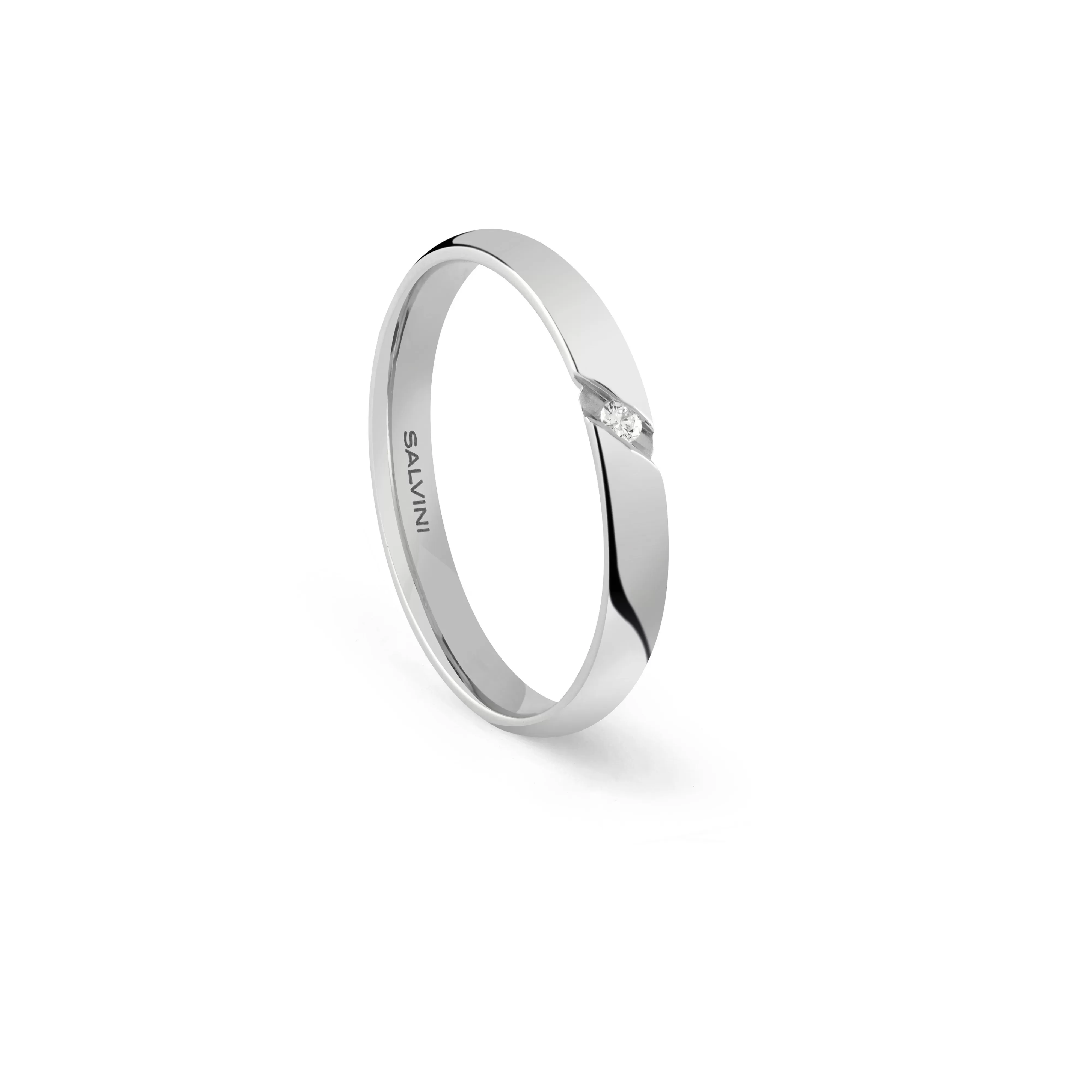 Salvini gioielli Fede nuziale in oro bianco con diamante, 3.00 mm.^Uomo Matrimonio | Uomo
