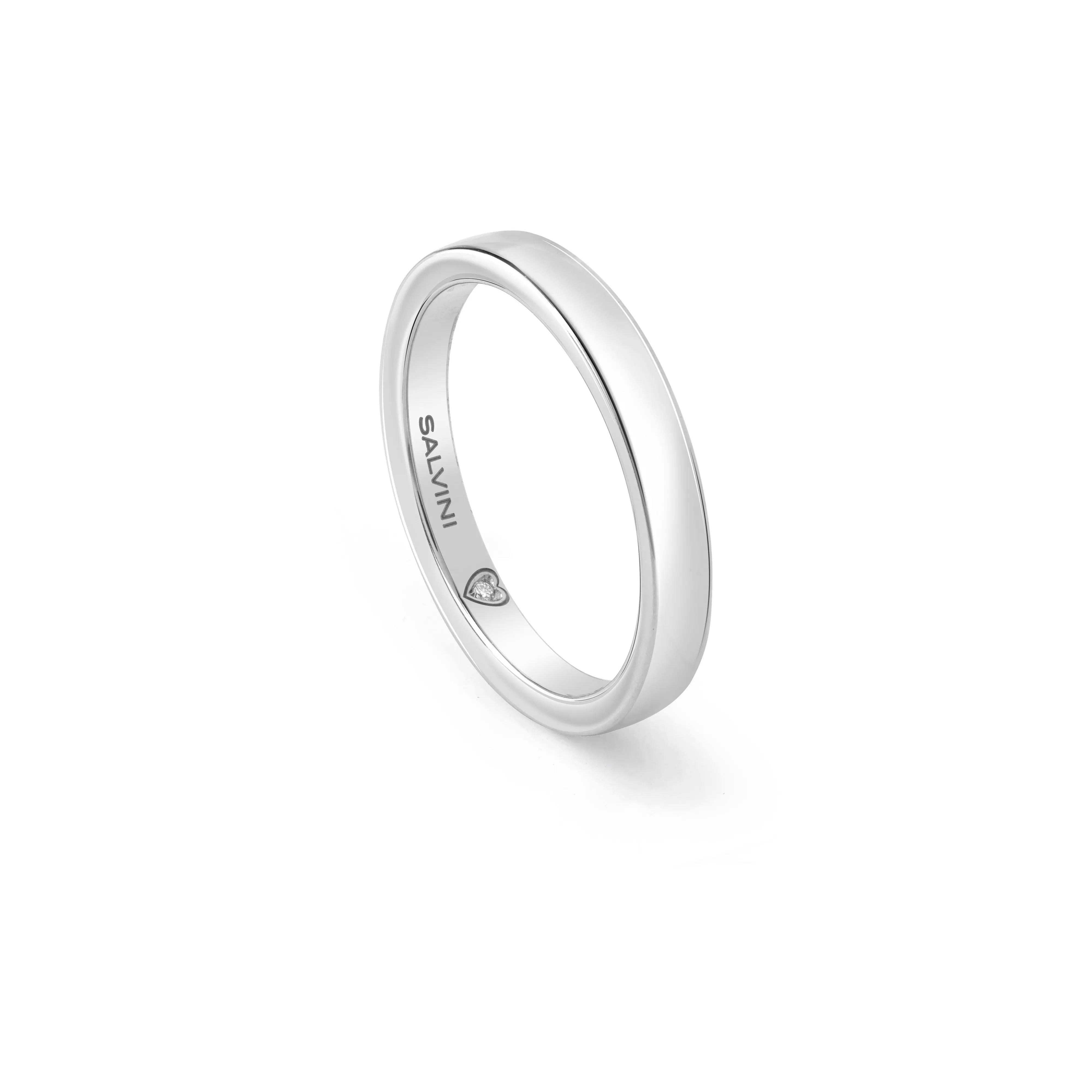 Salvini gioielli Fede nuziale in oro bianco con diamante, 3.00 mm.^ Anelli | Battito