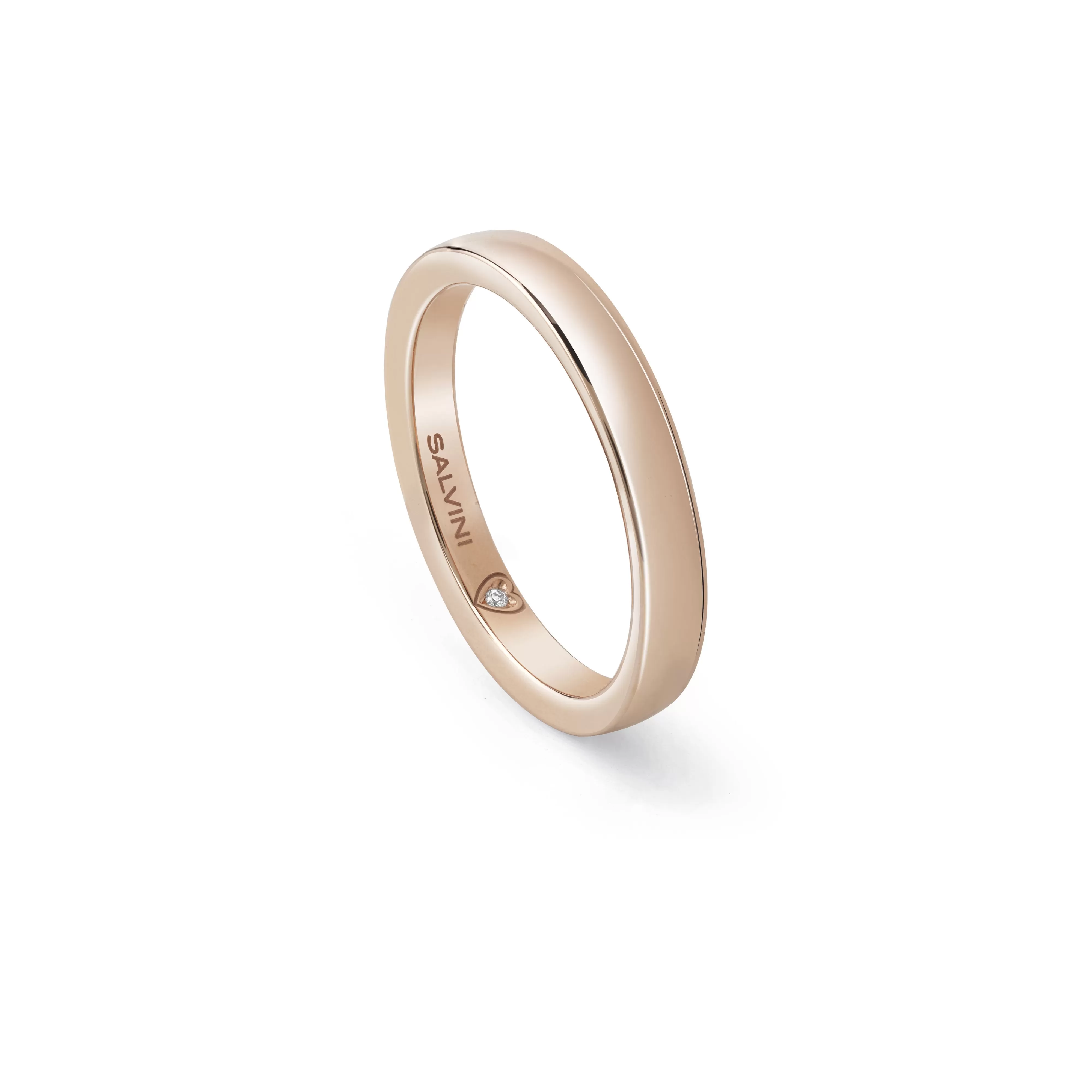 Salvini gioielli Fede nuziale in oro rosa con diamante, 3.00 mm.^ Anelli | Battito